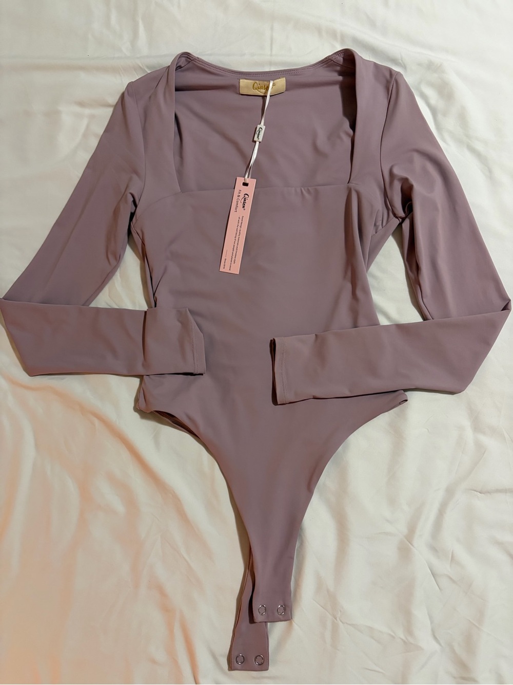 Lilac Long-Sleeve Square-Neck Bodysuit